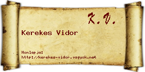 Kerekes Vidor névjegykártya